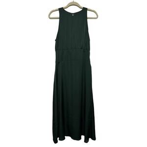 Express Dark Forest Green Satin Long Modest Midi Dress Womens‎ Size Medium
